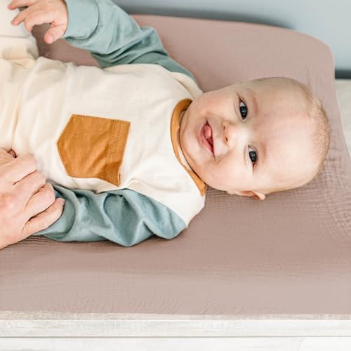 Konssy 100% Cotton Muslin Changing Pad Cover 2 Pack - Image 3