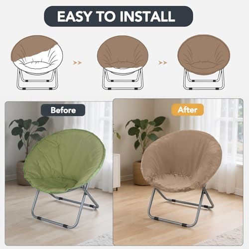 Velvet Stretch Saucer Chair Cover, Round Moon Chair Cover - Image 5