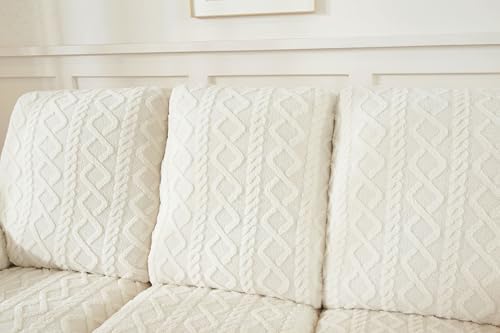 vctops 8 Pieces Geometric Jacquard Plush Recliner Sofa Covers Soft Fuzzy Fluffy - Image 7