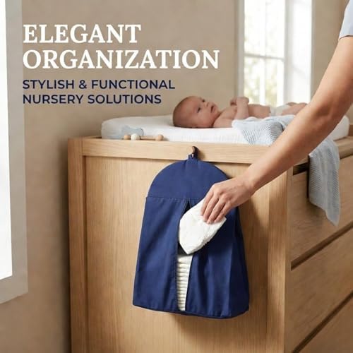 Navy Blue Hanging Baby Diaper Caddy Organizer - Image 3