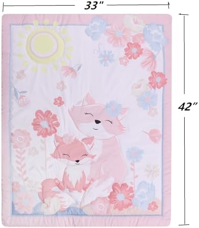 Animals 3pcs Baby Crib Bedding Set Pink Nursery Bedding Set - Image 4