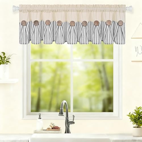 ASPMIZ Farmhouse Valances for Windows, 60x14 Inches, 1 Panel - Image 4