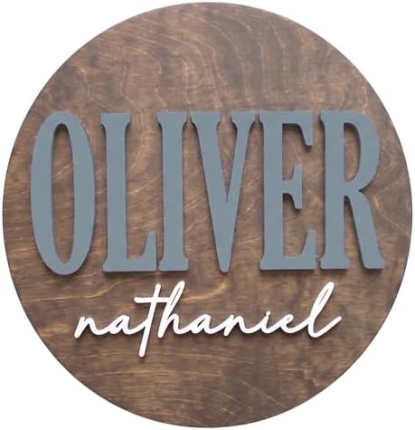Custom Round Nursery Name Sign, Personalized 3D Baby Name Announcement Sign by Obsidian+Home+Creations