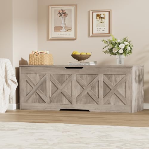 Homleke 47.2" Extra-Large Wooden Storage Chest, Farmhouse Storage Bench by Homleke