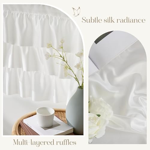 StangH White Shabby Chic Ruffle Rod Pocket Valance 52x18 Long 1 Panels - Image 5