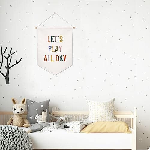 Let's Play All Day Flag Pennant Banner, Boho Nursery, Playroom Wall Hanging - Image 5