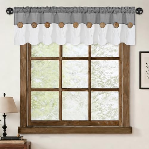 FRAMICS Farmhouse Valance Curtains, Boho Cotton Linen Kitchen Valance, Rustic - Image 7