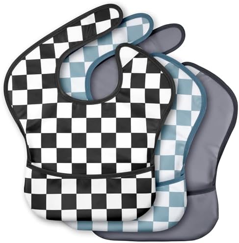 3 Pack Waterproof Baby Bibs for Eating, Mess Proof Feeding Bib by CivaruaKids