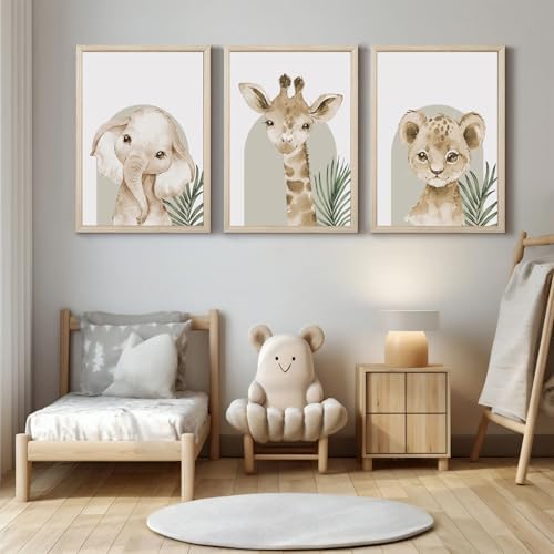 Animal Wall Art Pictures Baby Nursery Canvas Wall Art Decor Safari Animal - Image 4
