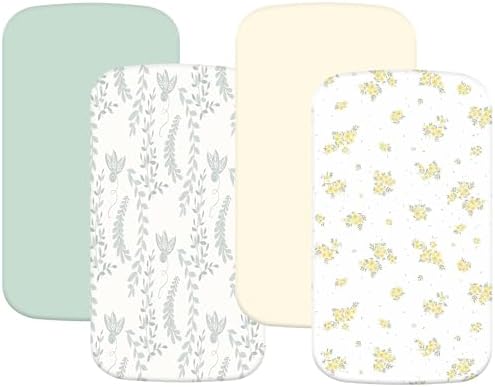 4 Pack Stretchy Bassinet Sheets 20" x 35" Compatible by Haleeone