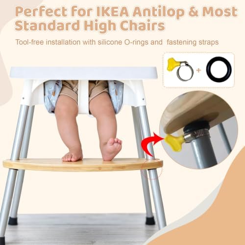 Wooden High Chair Foot Rest for IKEA Antilop, Adjustable Bamboo Footrest for - Image 3