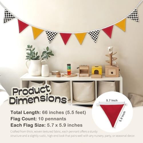 Boys Room Checkered Flag Banner 5.5Ft, Cars Room Decor - Image 6