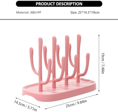 Pink Baby Bottle Drying Rack, Portable Bottle Holder - Image 2