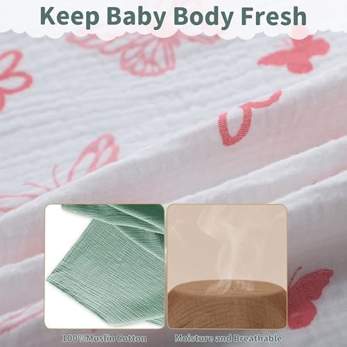 Muslin Swaddle Blankets for Newborn, 2 Pack Breathable Soft Receiving Blanket - Image 5