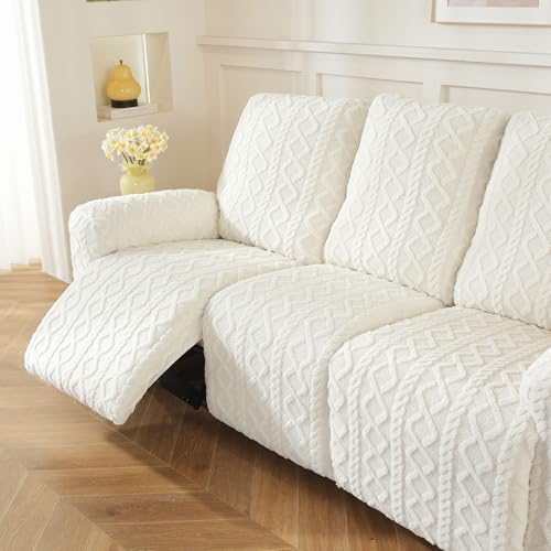 vctops 8 Pieces Geometric Jacquard Plush Recliner Sofa Covers Soft Fuzzy Fluffy - Image 6