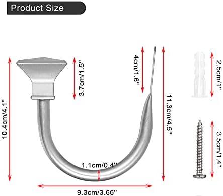 Sumnacon Set of 2 Curtain Holdbacks, Wall Mounted Aluminum Alloy Window Drapery - Image 3