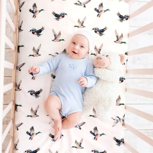 4 Pack Mallard Duck Baby Pack N Play Sheets Neutral Unisex Breathable Fitted - Image 3