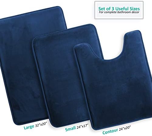 Clara Clark 3 Piece Bathroom Rugs Bath Mat Set, Velvet Memory Foam Bath Mats - Image 3
