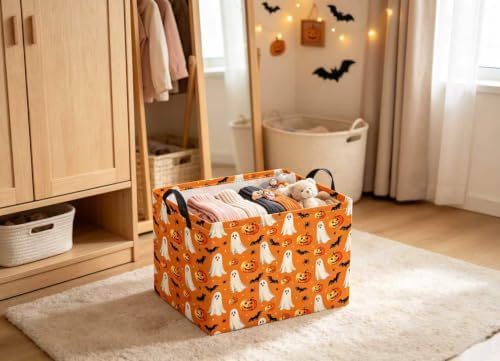 Halloween Basket Cute Baskets for Kids Pumpkin Basket Rectangular Storage Bin - Image 4