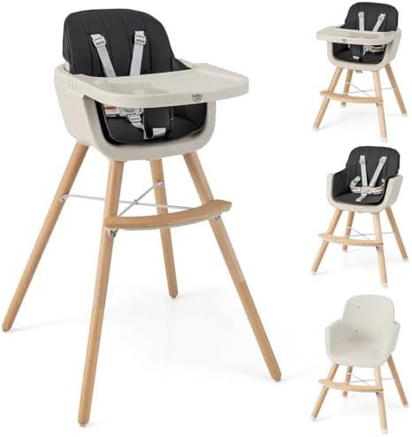 BABY JOY Baby High Chair, 3-in-1 Convertible Wooden Highchair by BABYJOY