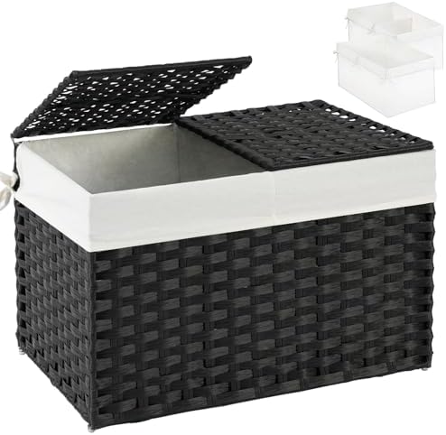 SETVSON Storage Basket with Lid PE Rattan Storage Basket 105L by SETVSON