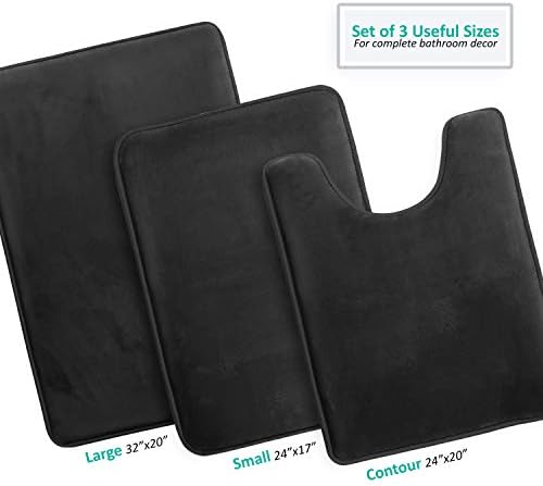 Clara Clark 3 Piece Bathroom Rugs Bath Mat Set, Velvet Memory Foam Bath Mats - Image 3