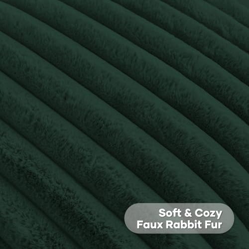 FUTEI Pack of 2 Faux Fur Throw Pillow Covers 24x24 Inch, Dark Green - Image 2