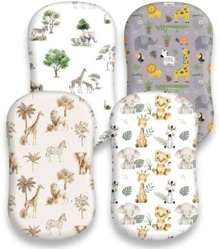4 Pack Safari Jungle Animals Neutral Unisex Fitted Nursery Baby Sheets Set - Image 7