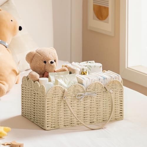 HBlife Large Baby Diaper Caddy, Paper Rope Storage Baskets Nursery Bin - Image 2