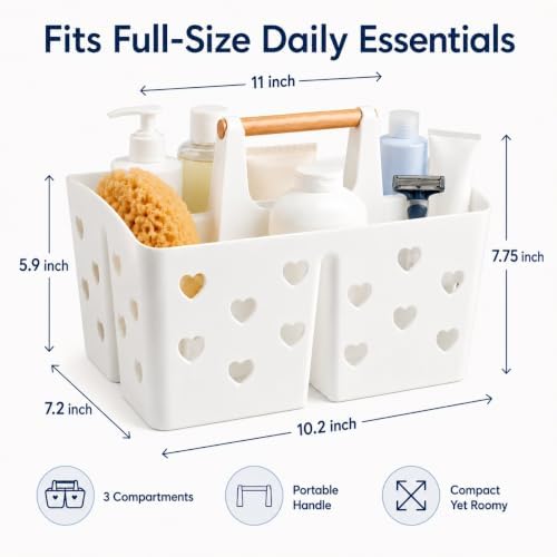 White Portable Shower Caddy, Plastic Basket Organizer - Image 2