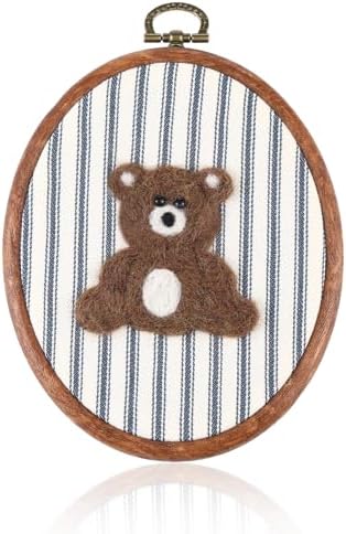 Chunful Felted Blue Striped Bear Nursery Wall Decor Cute Wall Art by Chunful