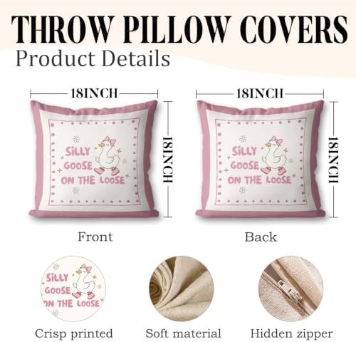 Cute Pink Silly Goose Pillow Cover Toddler Girl Bedroom Decor - Image 2