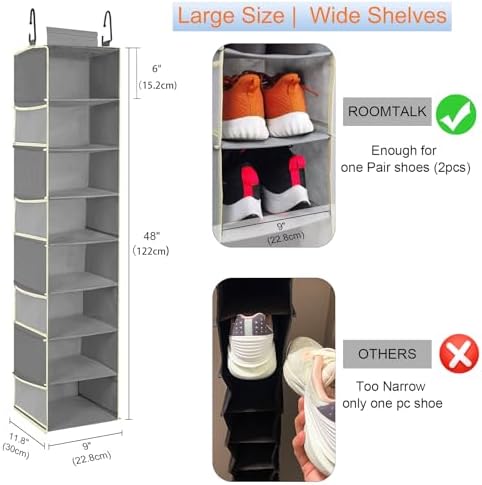 2 Pack Large-Sized Hanging Shoe Organizer 8-Shelf, Hanging Closet Organizer - Image 3