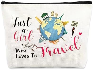 Travel Makeup Toiletry Bag for Women Girl Traveler Cosmetics Bag Bon Voyage by Sudaporn