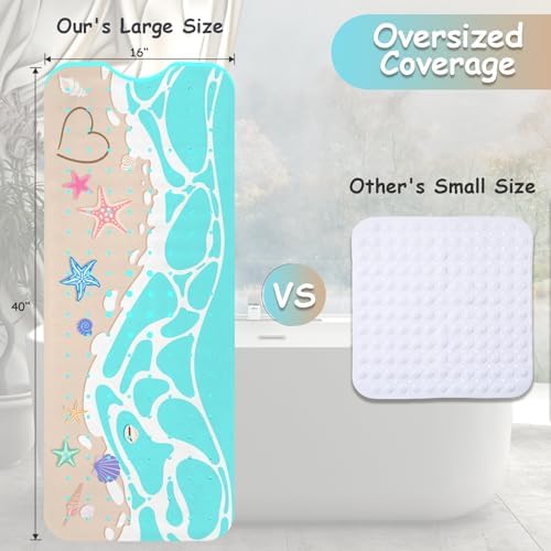 Non Slip Bathtub Mat, Extra Long Ocean Bath Mat - Image 3