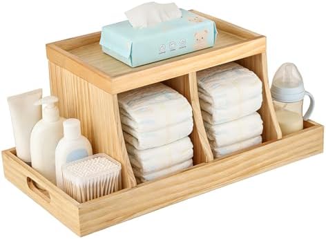 Three colors Diaper Organizer, Wooden Diaper Caddy Organizer, Changing Table by THREECOLORS