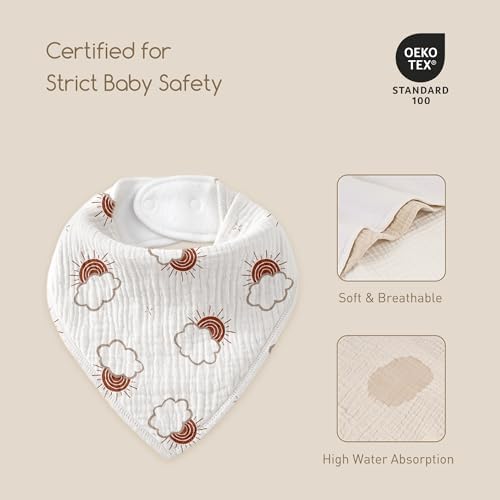 8 Pack Muslin Baby Bandana Bibs - Image 5