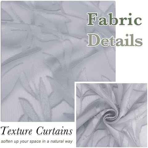 Lecloud Leia Light Grey Sheer Curtains 72 Inch Length 2 Panels, Airy & - Image 3