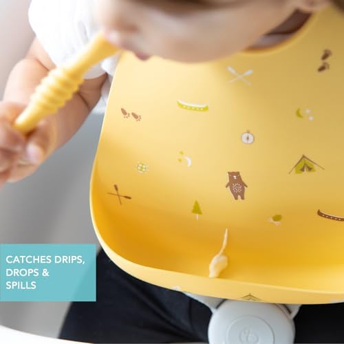 Bumkins Bibs, Silicone Pocket for Babies, Baby Bib for Girl or Boy, for 6-24 - Image 3