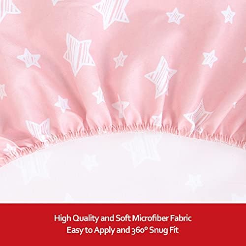 Pack and Play Sheets Girl, Mini Crib Sheets, Stretchy Playard Fitted Sheet - Image 4