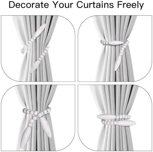 Wood Bead Curtain Tiebacks 2 Pack, Curtain Holdbacks - Image 3