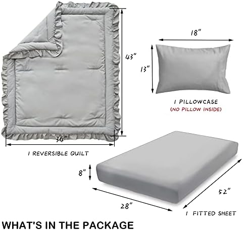 3 Pieces Crib Bedding Set Baby Ruffle Quilted Comforter - Image 4