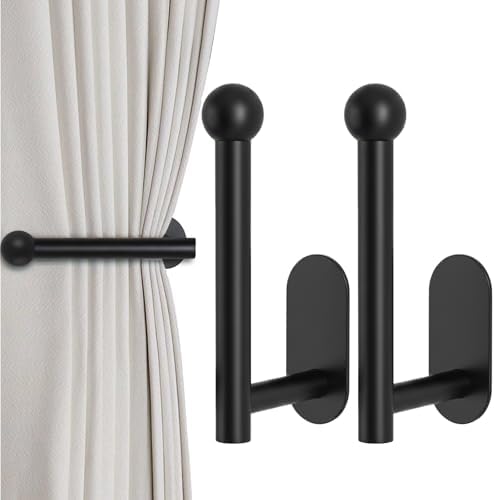 2 Pack Curtain Holdbacks, Adhesive Curtain Tiebacks, Wall Mounted Curtain Hooks by DRHange