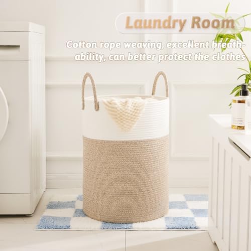 Artfeel Laundry Basket, Woven Cotton Rope Laundry Hamper, 40L - Image 2