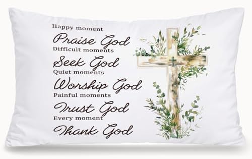 Eucalyptus Cross Christian 12x20 Pillow Cover, Bible Verse Home Decor, Bible by Unknown