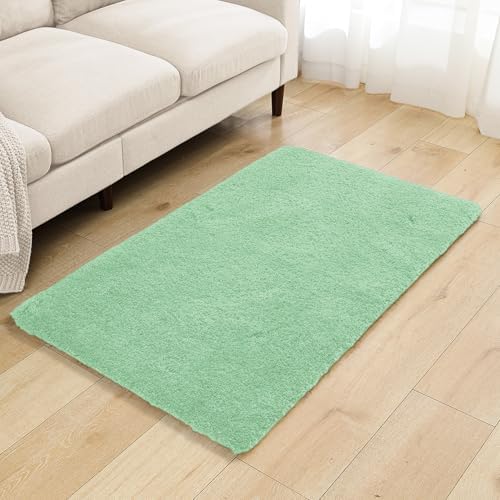 Polyester Bathroom Rug 30"x50" Light Green, Large Soft Bath Mat by Kildoss