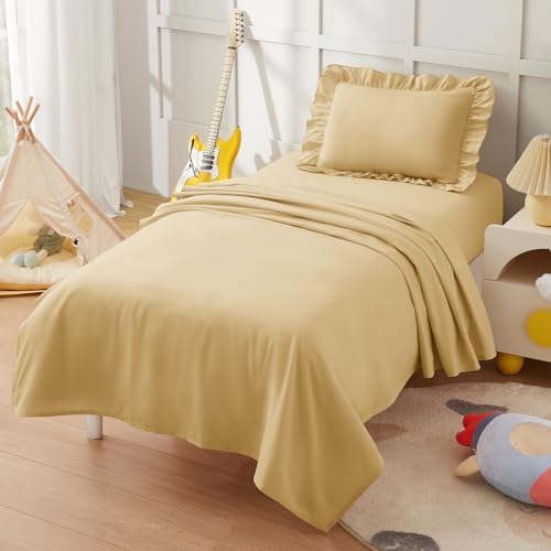 KKJIAF 3 Piece Gold Toddler Sheet Set by KKJIAF