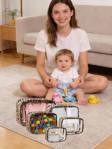 TSA Approved 5 Piece Diaper Bag Organizer Pouch Set, Waterproof Clear Toiletry - Image 3