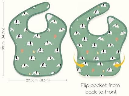 3 Pack Waterproof Baby Bibs for Eating, Mess Proof Feeding Bib - Image 5