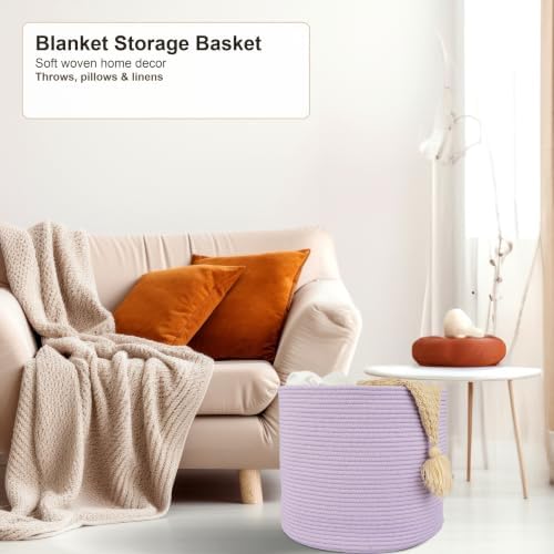 XUANGUO Cotton Rope Basket For Girls Boys Kids 16”X14” purple - Image 5